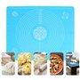 Tiardey Tampon à pétrir en Silicone Bleu 19,7 "x 15,7" pour p?Te à p?tisserie avec mesures Feuille de Table antiadhésive et Glis