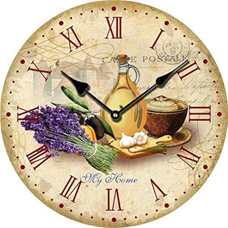 YOAI Horloge murale de cuisine antique nostalgie rustique à quartz sans bruit de tic-tac Horloge de cuisine 30 cm