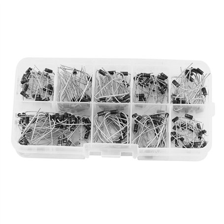 200pcs 10 valeurs Diodes électroniques Kit d'assortiment de diodes de redressement 1N4001~1N4007 1N5817~1N5819
