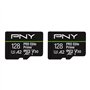 PNY Lot de 2 Cartes microSDXC 128GB Pro Elite Prime Class 10 U3 V30 A2 + Adaptateur SD - jusqu'à 200MB/s