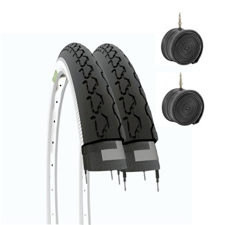 ECOVELO Pneus 24 x 1 3/8 (37-540) + Chambres vélo Adulte Unisexe