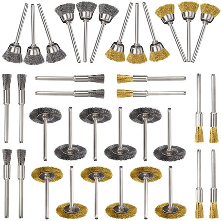 GIAK Brosse en Laiton de Polissage Ensemble 36Pcs Brosses Métalliques Inoxydable Métallique de Forage Brosses Rotatifs pour Perc