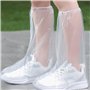 AABDTYYD 5 Paires Surchaussures Jetables Imperméables, Bottes PE Haute avec Élastiques (Transparent 46x39cm) - Taille Adulte 37-