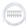 Fil de Rideaux 3 Mètre Blanc - Câble à Rideau Kit Avec 8 Paires Crochets et Yeux - Corde Suspendue pour Tringle à Suspendre des