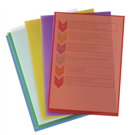 OXFORD Lot de 24 Pochettes Coins Plastiques A4 Lisses Epaisseur 12/100ème Coloris Assortis