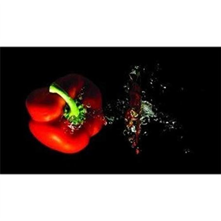 Planche a decouper en verre géante 52 x 30 cm motif poivron rouge sur fond noir code 22390495