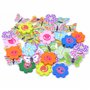 Lot de 40 boutons en bois pour activités manuelles motifs assortis Fleur & Papillon