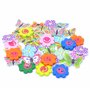 Lot de 40 boutons en bois pour activités manuelles motifs assortis Fleur & Papillon