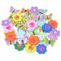 Lot de 40 boutons en bois pour activités manuelles motifs assortis Fleur & Papillon
