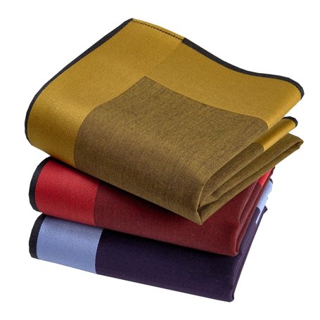 Mouchoirs Tissu Homme Premium 100% Coton Peigné - 45cm x 45cm - 3 Pièces - Modèle A13
