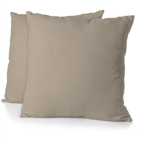 Lot de 2 taies d'oreiller - HOME LINGE PASSION - HP72092 - Microfibre 82 g - 63 x 63 cm - Beige