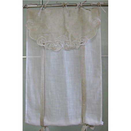 Fanny & Céline Lot de 2 Stores Enrouleurs Broderie Dentelle 60x160cm_Maurice Naturel