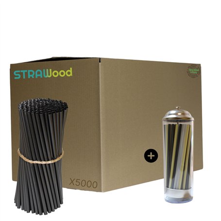 5000 Pailles STRAWOOD Blanc 7x21 de Lignine et Fibre de Bois totalement naturelle