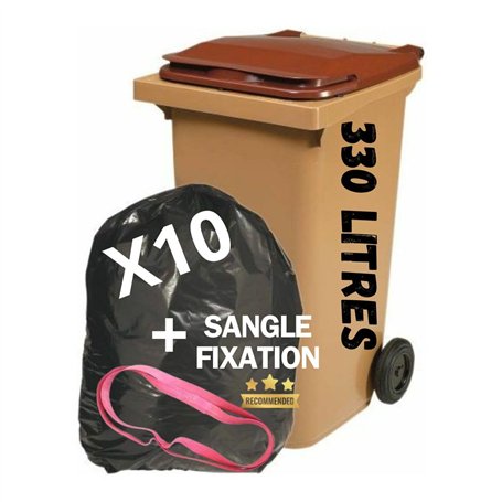 Lot de 10 Sacs Poubelle Doublures de Container + 1 Sangle de Fixation | Anti Salissures - Anti Odeur | Résistant - Anti Fuites |