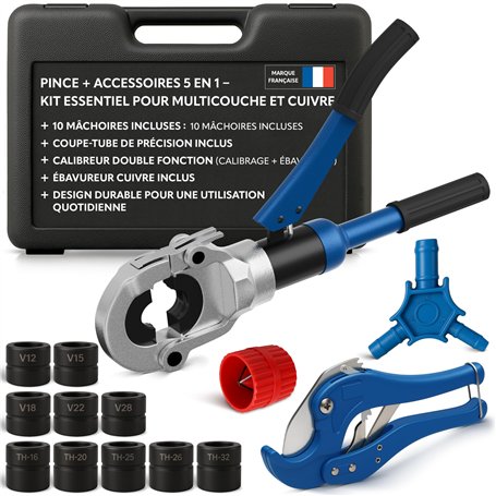 Pince à sertir multicouche & cuivre 10 mâchoires TH+V – Kit complet avec coupe-tube multicouche