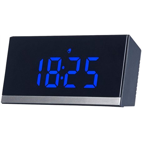 Horloge de table radio-pilotée à LED - Noir / Bleu [Infactory]
