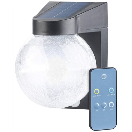 Luminea Lampe Murale Solaire à LED en Verre craquelé avec détecteur de mouv...