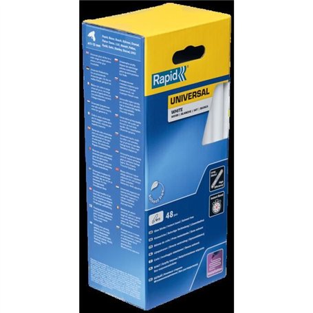 Colle - RAPID - Ø12mm - 48 sticks - Blanc - Fort débit - Temps de prise 15 sec