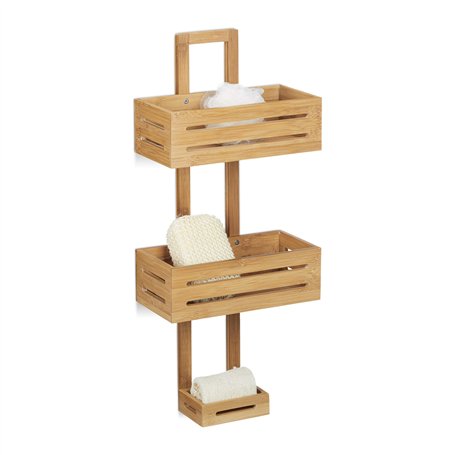 Relaxdays Serviteur de douche en bambou H x l x P: 65 x 28 x 15