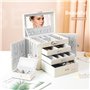 Yorbay Boîte à Bijoux Grande Coffret à Bijoux Verrouillable avec Miroir 4 Étages 3 Tiroirs Doublure en velours avec Boîte de voy