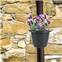 BURI Lot de 4 pots de fleurs ronds pour gouttières avec support - Tuyau de descente - Pot de fleurs noir - 4 pièces