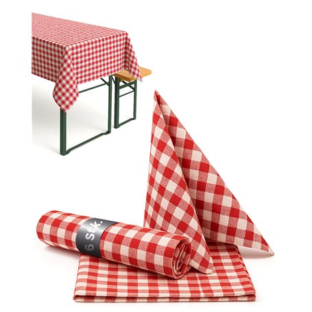 texpot Lot de 6 nappes de Style Maison de Campagne à Carreaux - Couleur et Taille au Choix - 100% Coton (30 x 30 cm - Rouge/Blan