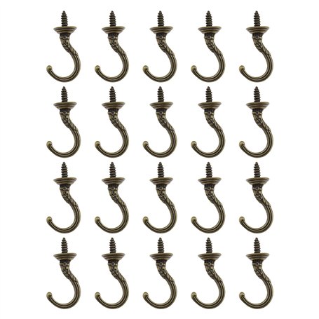 ECSiNG 20pcs Crochets à Vis Vintage Crochet de Suspension Murale Rétro Cochets à Vis de Plafond Crochets de Tasse à Découper Ant
