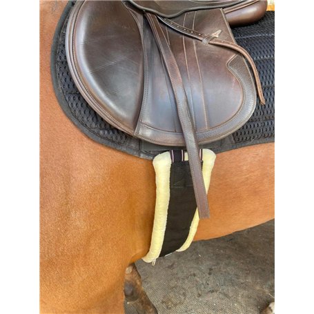 Preto Sangle de selle synthétique équine avec extrémités élastiques douces en fausse fourrure/vison/polaire - Sangle en nylon ré