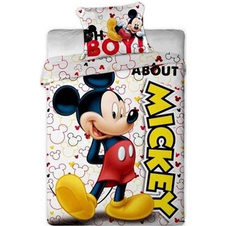Disney Parure de lit Mickey Housse de Couette taie lit 1 Personne - 140 x 200 cm + 63 x 63 cm