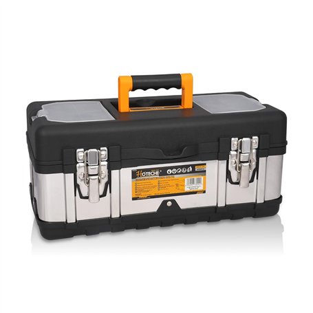 HOTECHE Mallette à outils vide | Boîte à outils en acier inoxydable avec couvercles en polypropylène transparent | Dimensions :