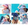 QCHOMEE Femme Casquette Visière Large Bord Chapeau de Soleil Voyage Eté Capeline de Camping Pêche Protection Solaire avec Foular