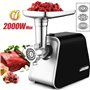 Nictemaw Hachoir à viande électrique 2000 W - Multifonctions avec 3 Plaques de Broyage, Tube de Remplissage de Saucisse, pour vi