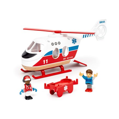BRIO 36022 Hélicoptère de Sauvetage - Accessoires de Chemin de Fer en Bois - Jouet à partir de 3 Ans