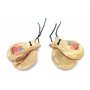Castagnettes 1 paire de petits CASTANETS ESPAGNOLS 6 cm (2-6) bois de pin naturel TAILLE pour les plus petits