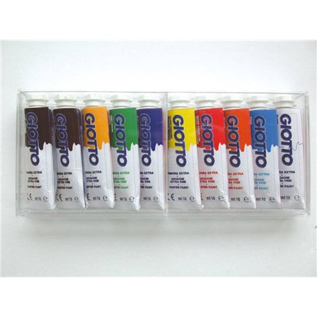 Giotto 301900 Boite de 10 Tubes de gouache 10 ml Assortis