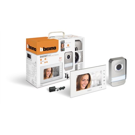 Bticino 310913 EASYKIT WIFI VIDÉOPHONE MONOFAMILIAIRE plug-in 2 fils avec 1 bouton extérieur