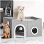 BAKAJI Niche pour chats gris avec double entrée