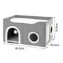 BAKAJI Niche pour chats gris avec double entrée, abris pour animaux domestiques, griffoir en polyester chaud et rembourré, lit a