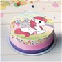 Dekora - Decoration Gateau Anniversaire Feuille Azyme d'un Licorne - 20 cm Diametre
