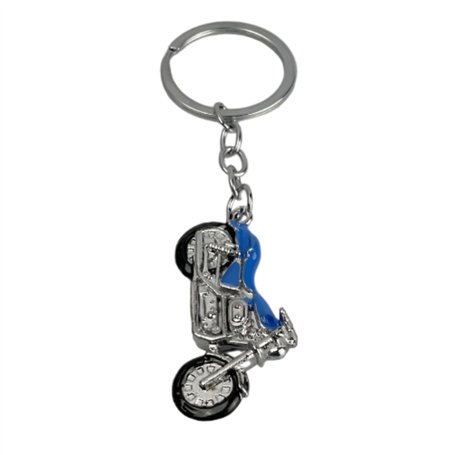 Porte-clés moto bleu - Porte-clés moto argenté bleu - Accessoire clés amoureux des motos