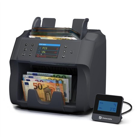 Detectalia V500 - Compteur de billets avec fonction de valeur pour billets mixtes de 5 devises EUR