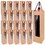 Nizirioo Lot de 20 sacs cadeaux en papier kraft pour bouteilles de vin - Avec poignée - Organisateur de vin - Pour mariage