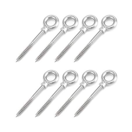 QWORK® 8 Pcs. Boulon àœil avec fileté bois 8 mm - M8 x 80 mm - Acier inoxydable 304