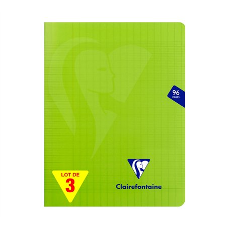 Clairefontaine 353741AMZC Un lot de 3 Cahiers Agrafés Mimesys - 17x22 cm - 96 Pages Grands Carreaux - 90 g - Couverture Polypro