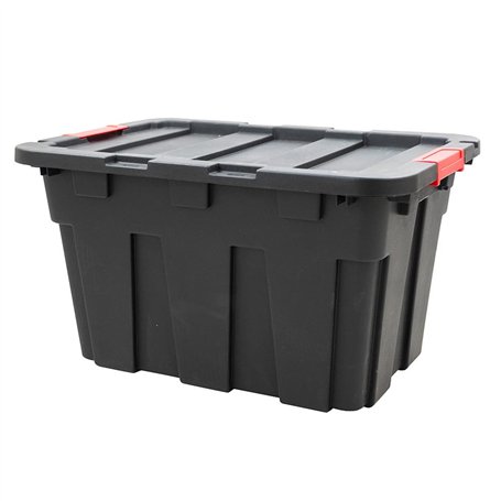 EURO VANADIUM Boite de Rangement Plastique pour Garage avec Couvercle et Clips de Fermeture - 55 L