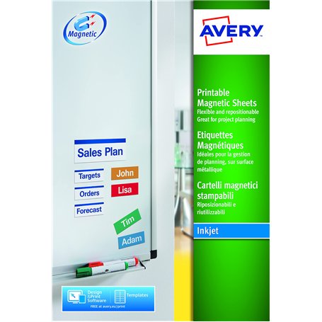 Avery Signalisation Etiquette magnétique/imprimable 50 x 140 mm Pochette de 40 Blanc