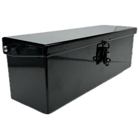 Boîte à outils 300x90 H 95 mm noir brillant avec porte-cadenas en tôle pliée