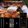 Thermomètre Cuisine, Apkezel Thermometre Viande avec Application, Meat Thermometer Étanche IP67 Sans Fil Avec Doubles Sondes, So