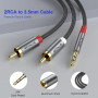 ANYPLUS Câble RCA Jack,【2M】 3.5mm vers 2RCA Mâle Audio Stéréo,Ligne de Poisson Tissé Adaptateur RCA, Pour Smartphone, PC, Autora