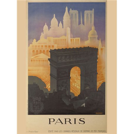 Affiche de Paris : Arc de Triomphe et d'autres monuments